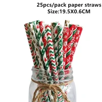 straws snowflake drinking straw merry christmas decorations for home 2022 xmas new year party supplies 25pcs christmas paper