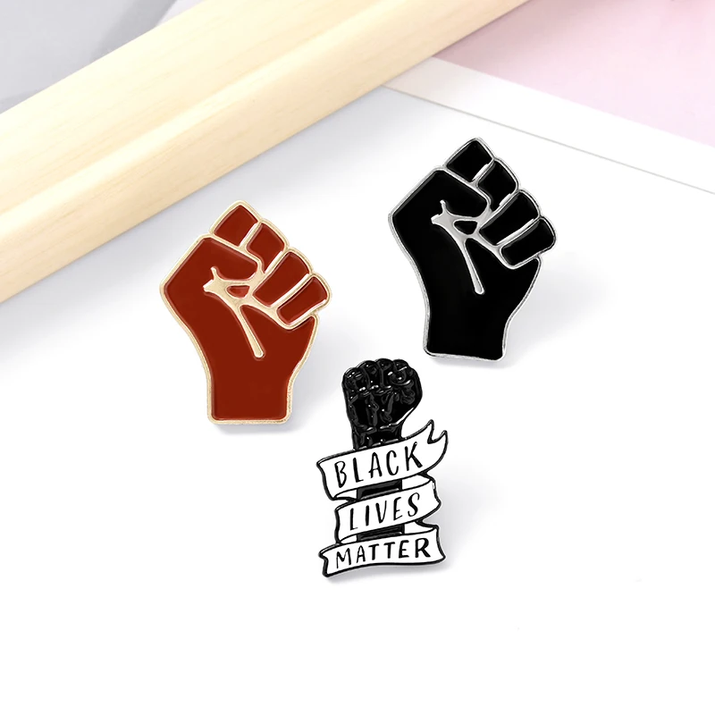 

Black lives matter Black man raised unity fist alloy brooch pin badge enamel backpack lapel pin Neckline jewelry gifts