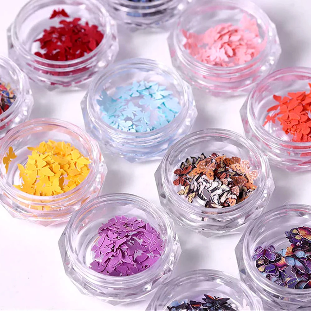 DIY Manicure Decoration Simulation Mini Butterfly Nail Art Sticker Foils Series Pink Blue Paper | Красота и здоровье