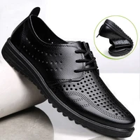 summer fashion breathable hollow leather sandals business light casual leather shoes dad mens hole leather sandals mens