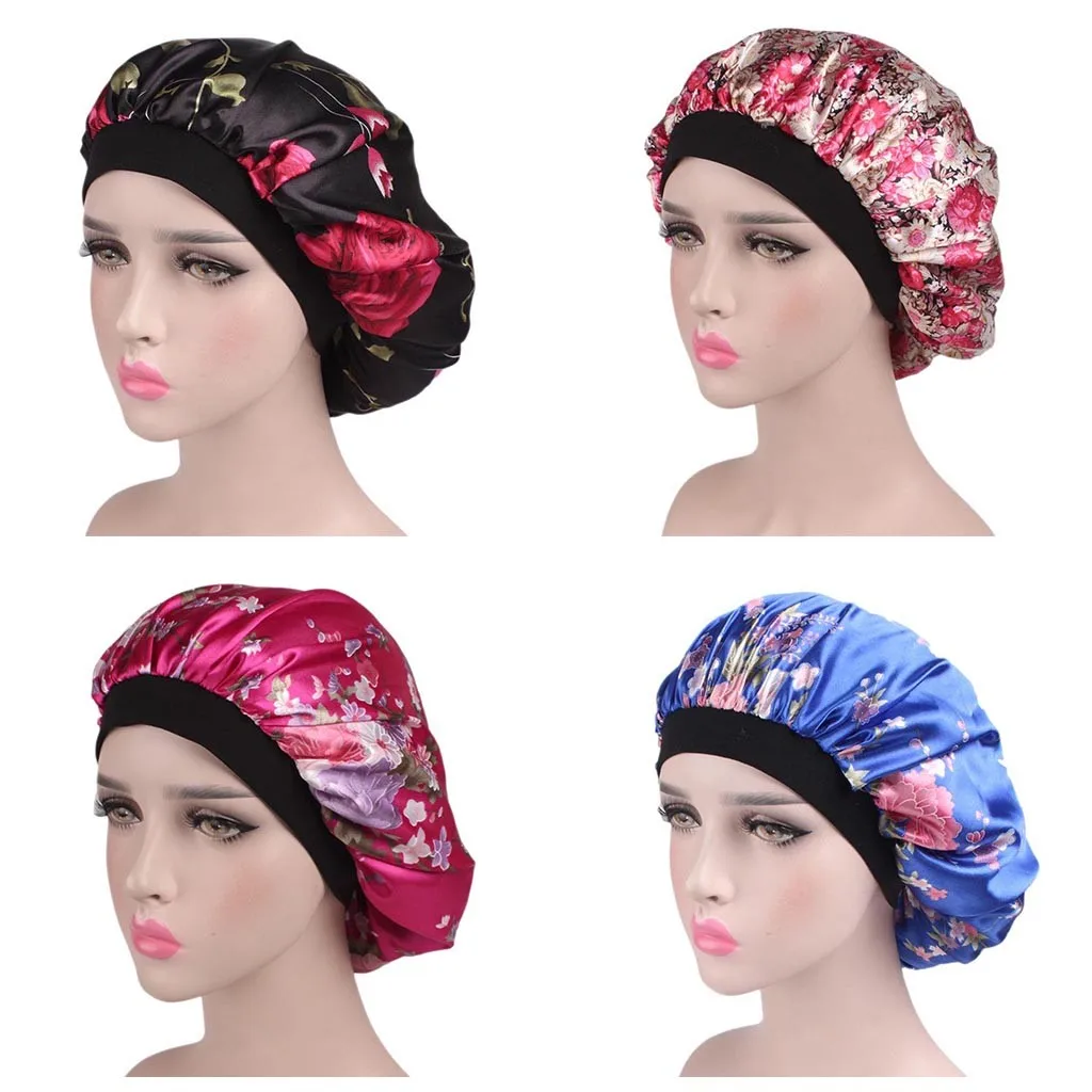 4 шт мягкой сатиновой ткани Чепчик для сна с широким диапазоном салон капот