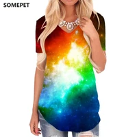 somepet galaxy t shirt women nebula funny t shirts colorful t shirts 3d space v neck tshirt womens clothing fashion loose