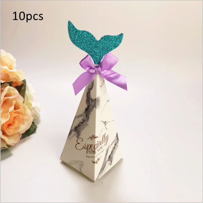 10 шт. коробки Русалочки для дня рождения Подарочные DIY бумажные конфет сумки на