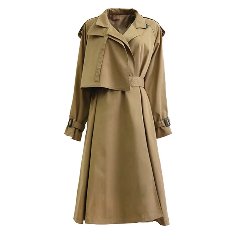 

British Style classic Oversized Women's Long Trench Coat Double-Breasted overcoats WindbreakerQ215