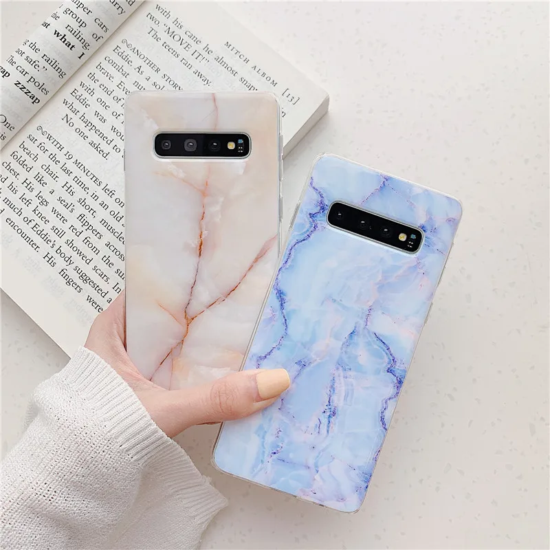 Чехол для телефона с мраморным узором Samsung S7 S8 10 Plus задняя крышка S9 plus S10e роскошные