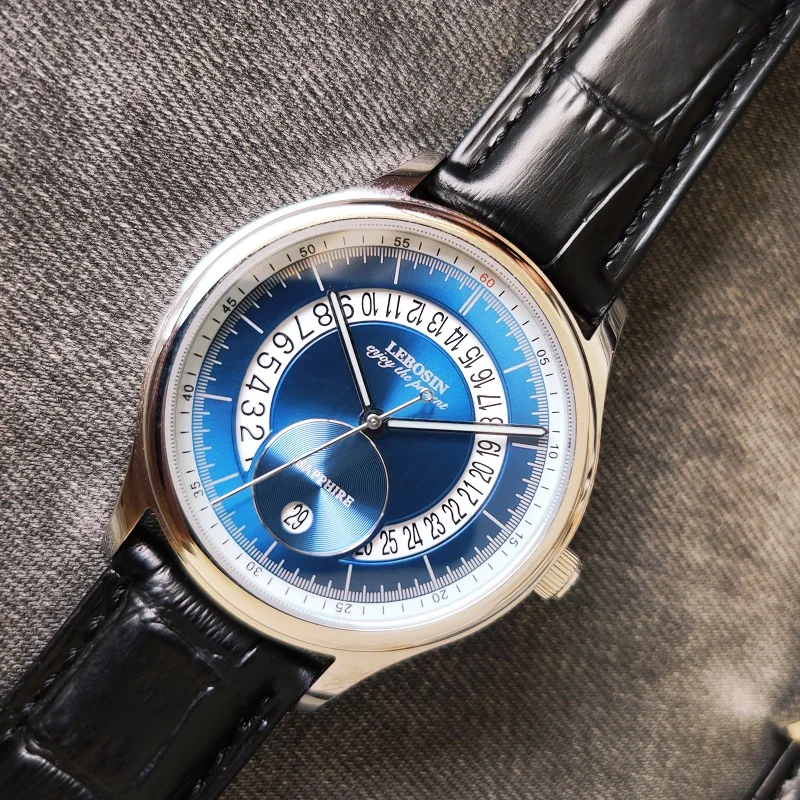 

Часы наручные мужские из нержавеющей стали, модные деловые светящиеся с календарем и синим циферблатом