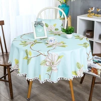 korean pastoral round table cloth waterproof table cover floral print tassel coffe tablecloth for garden table decoration
