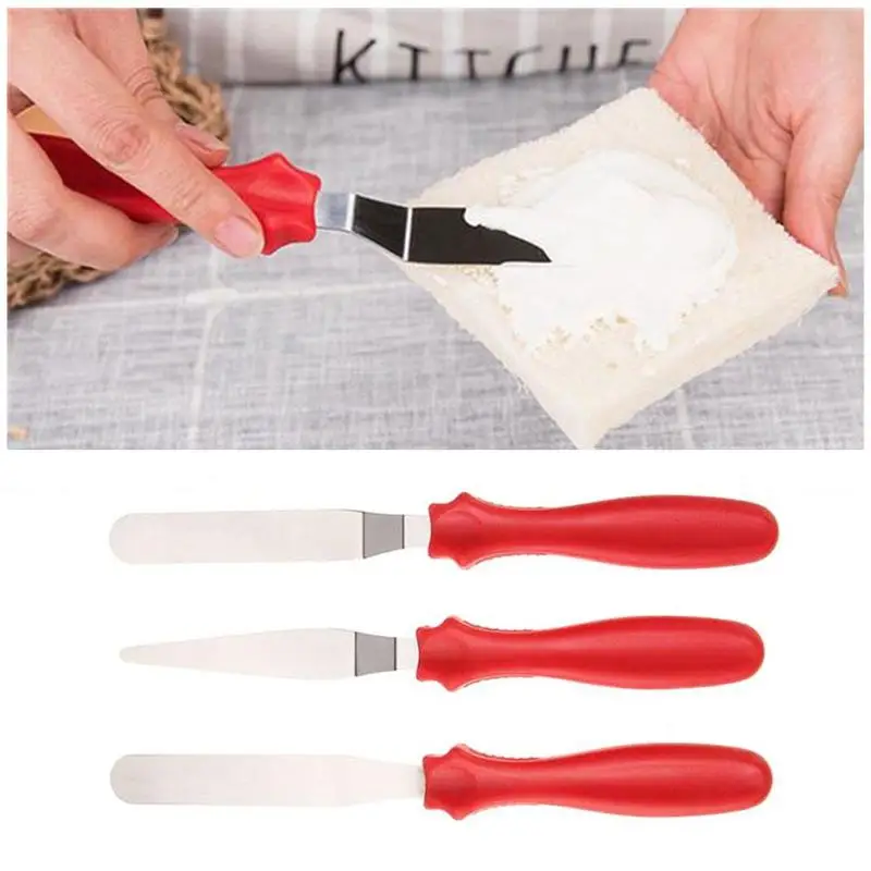 3 шт./компл. Пластик ручка Сталь крем торт украшения шпатель Ножи выпечки