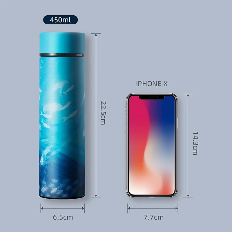 450 мл смарт термос бутылка для воды СВЕТОДИОДНЫЙ Цифровой температурный дисплей