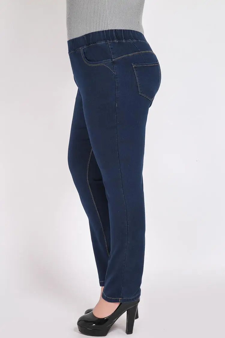 2XL-9XL Autumn Winter Large Size jean Women Casual High Waist Stretch Pencil Denim Pants 6XL 7XL 8XL Plus size Jean Trouser