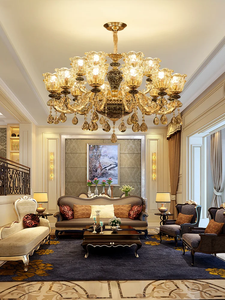 Роскошная керамическая хрустальная люстра в европейском стиле для гостиной