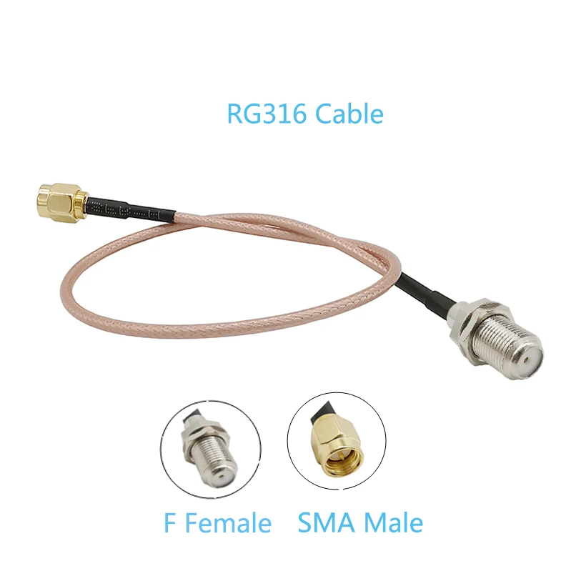

RG316 F TV Female Jack bulkhead to SMA штекер прямой RF гибкий соединительный кабель от 4 дюймов до 20 дюймов