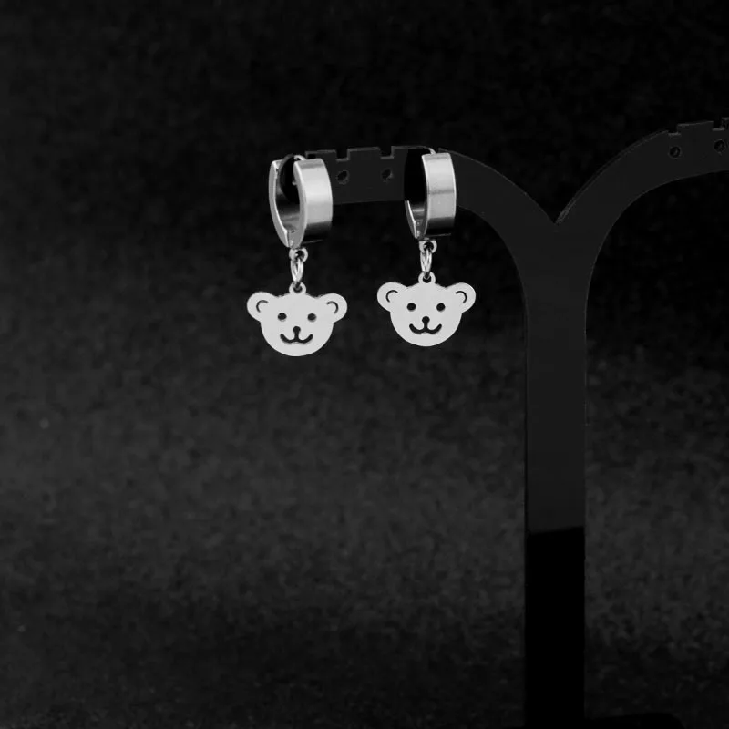 

2021 New Fashionlovely Bear Earrings Without Ear Holes Earclip Stainless Steel Small Earrings For Women Party Accessories