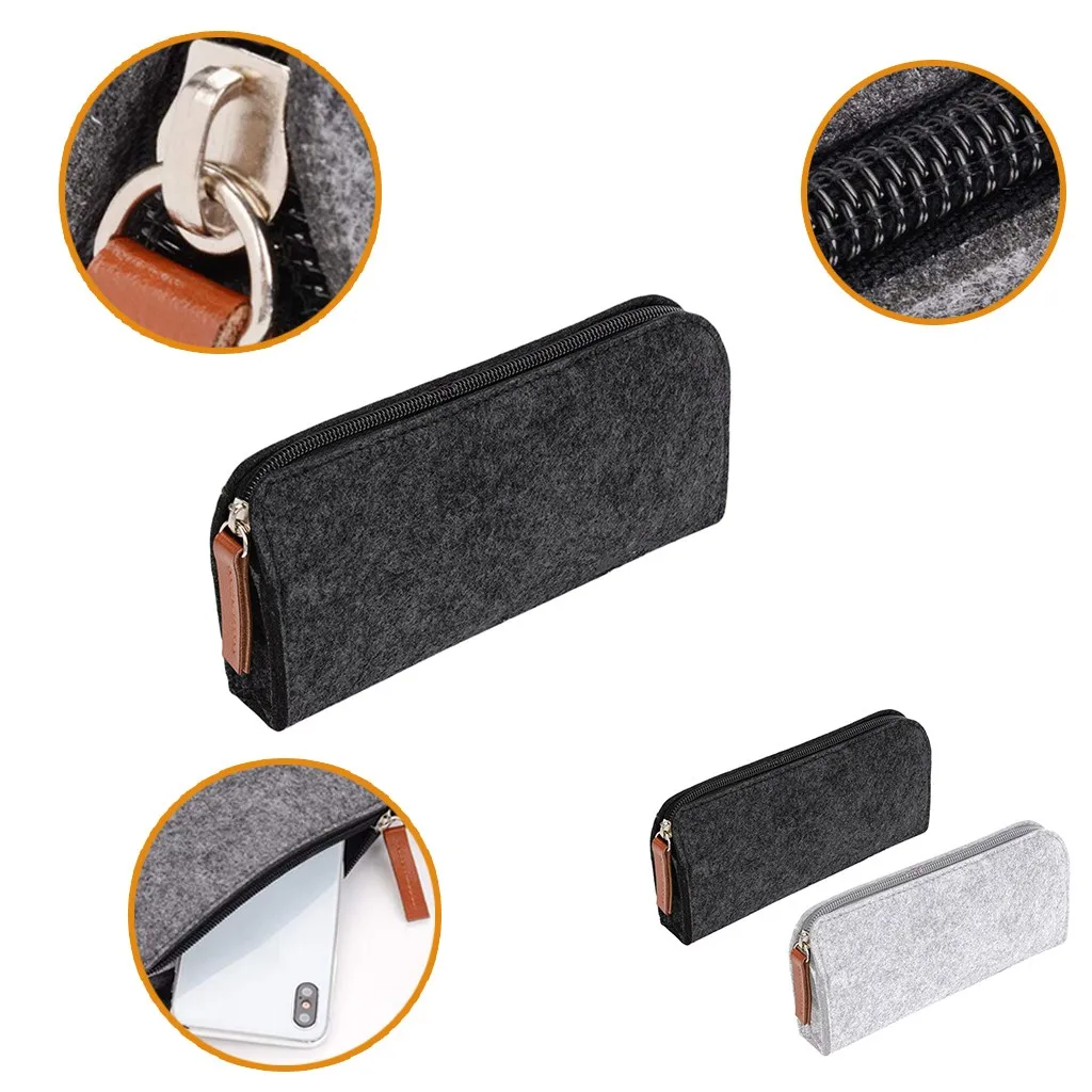 Многофункциональный плоский чехол для ручки кошелек на молнии однотонная
