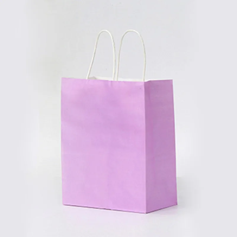 10/20/50pcs lot  color kraft  paper bag with handles 21x15x8cm Festival gift bag High Quality shopping bags images - 6