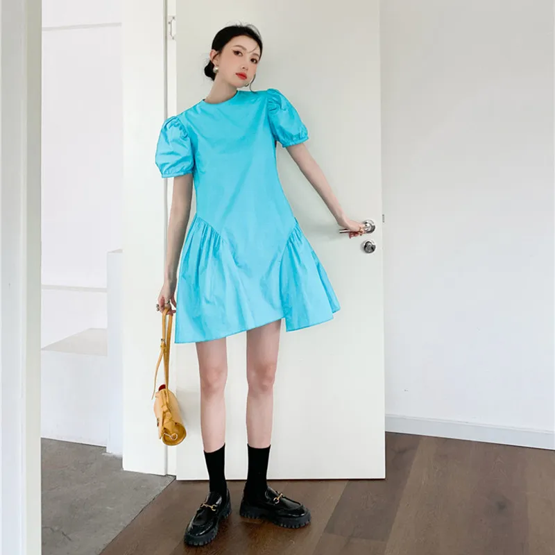 

Women Summer Loose Solid Color Sweet Vintage Mini Dress Female Elegant High Quality Dresses Ladies Brand Casual Vestidos ML69