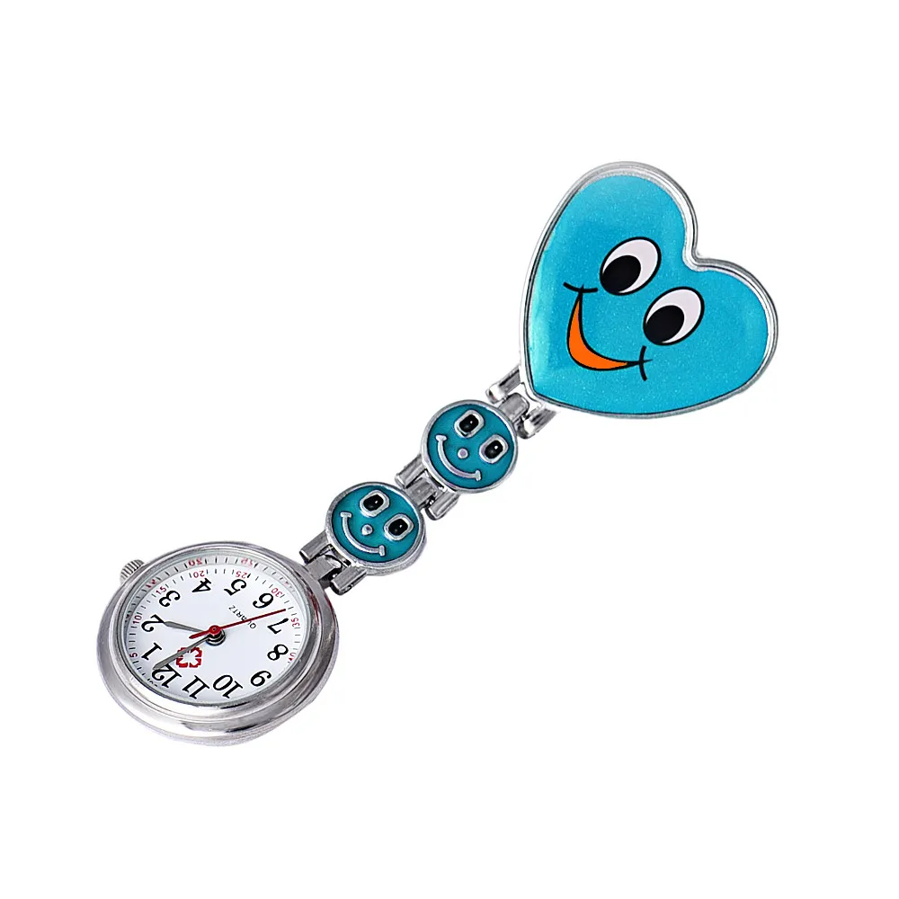 

Women Nurse Pocket Watch Cute Smiling Faces Heart Clip-On Pendant Clock Quartz Nurse Fob Brooch Pocket Watch reloj mujer