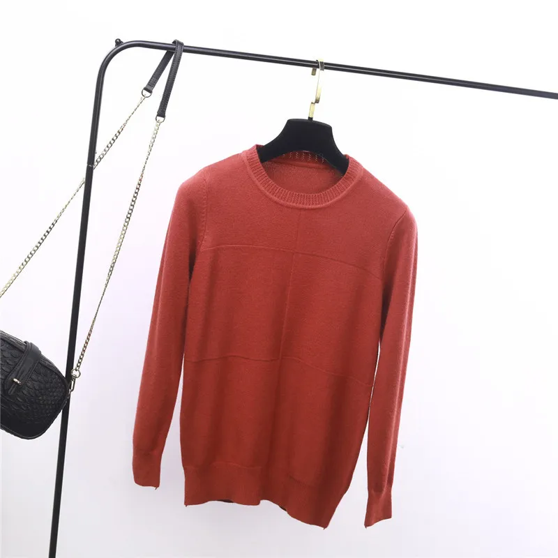 

B746-Autumn and winter 2019 new women's round neck Pullover Sweater generous solid color slim bottom sweater sweater
