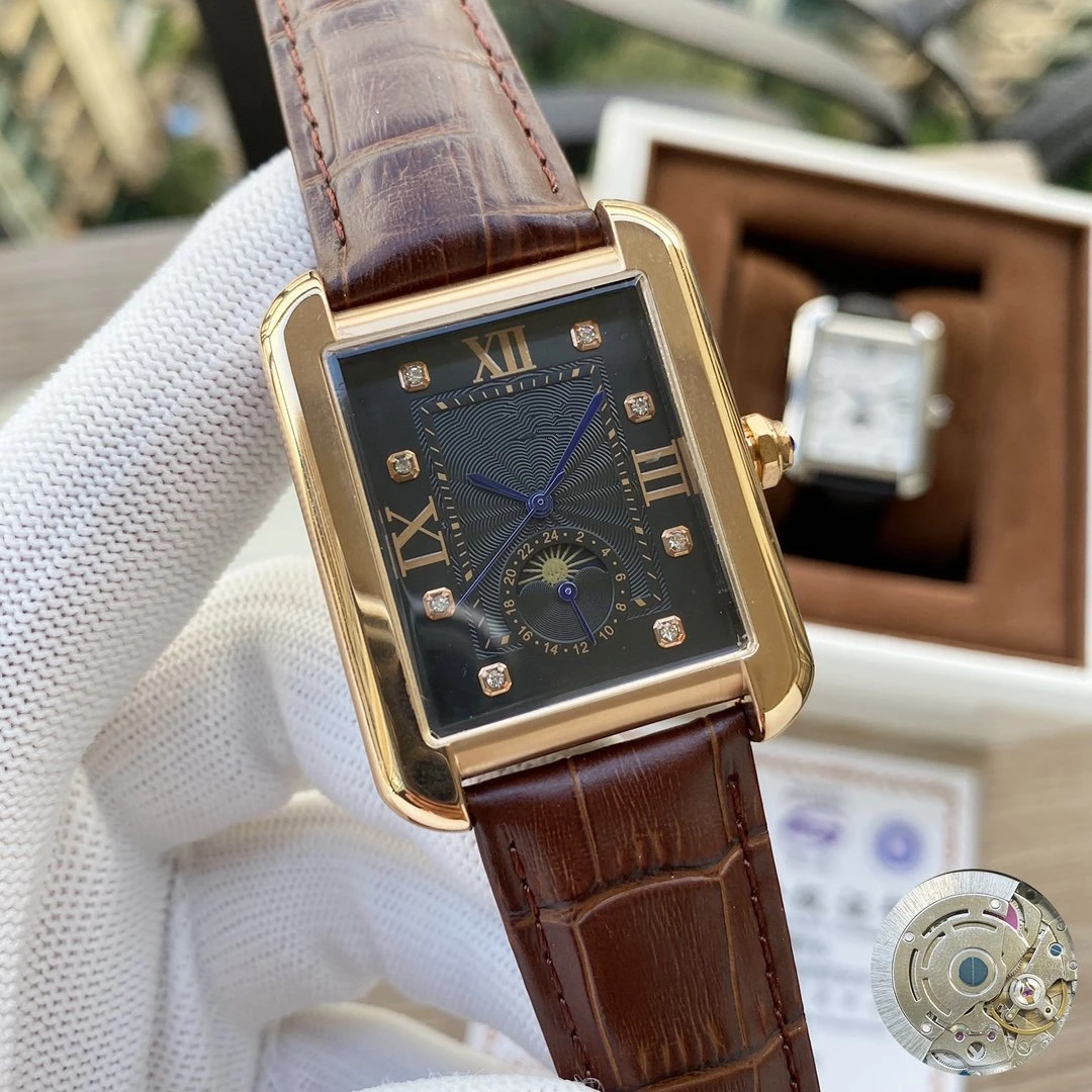 

Мужские автоматические механические часы из нержавеющей стали, часы цвета розового золота с камнями и сапфировым стеклом