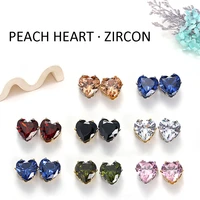 8mm peach heart zircon claw diamond artificial color egg shaped gemstone shiny white color crystal zircon claw diamond