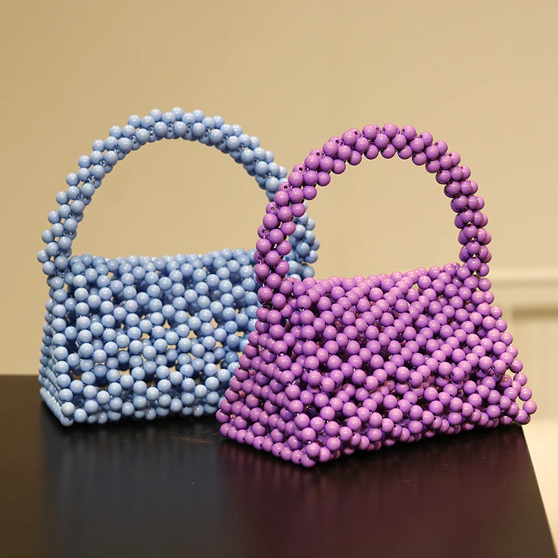 Летняя женская сумка ручной работы с жемчугом дизайнерская через плечо бисером