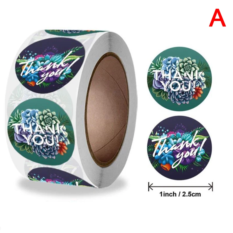 

500pcs Labels Round Flower Thank You Stickers Gift Decoration Seal Label
