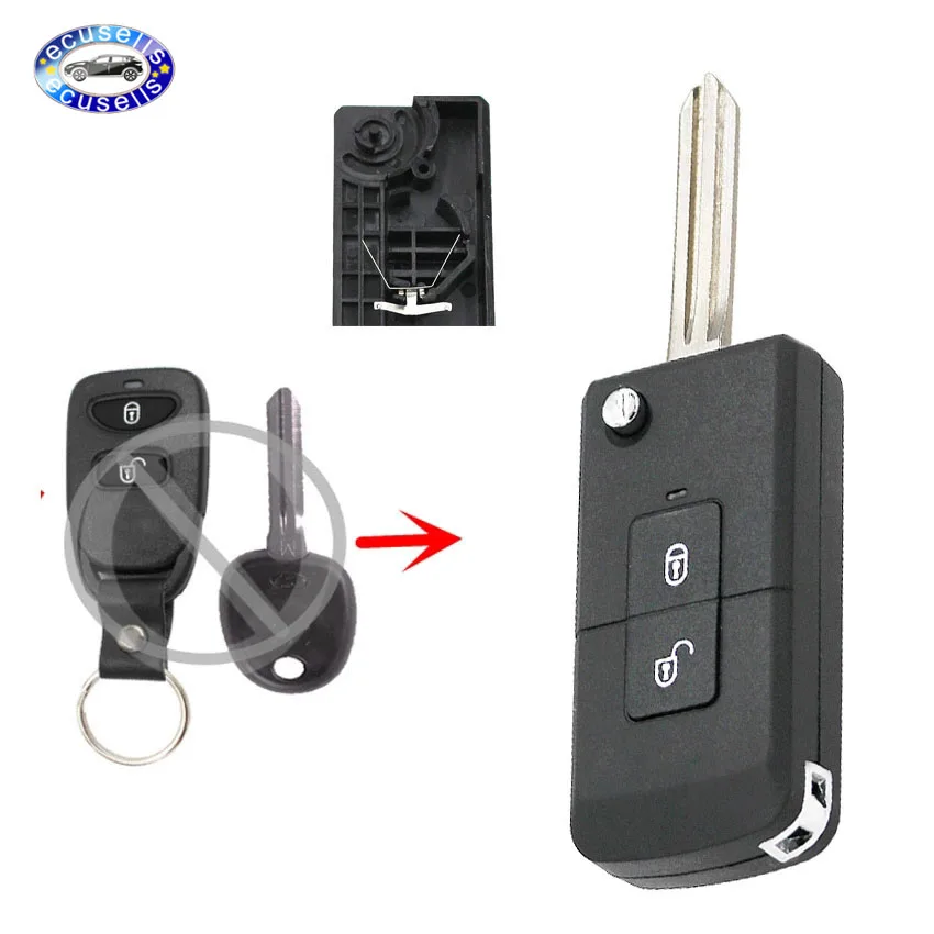 Сверхмаленький складной корпус дистанционного ключа с 2 кнопками для Hyundai Santa Fe