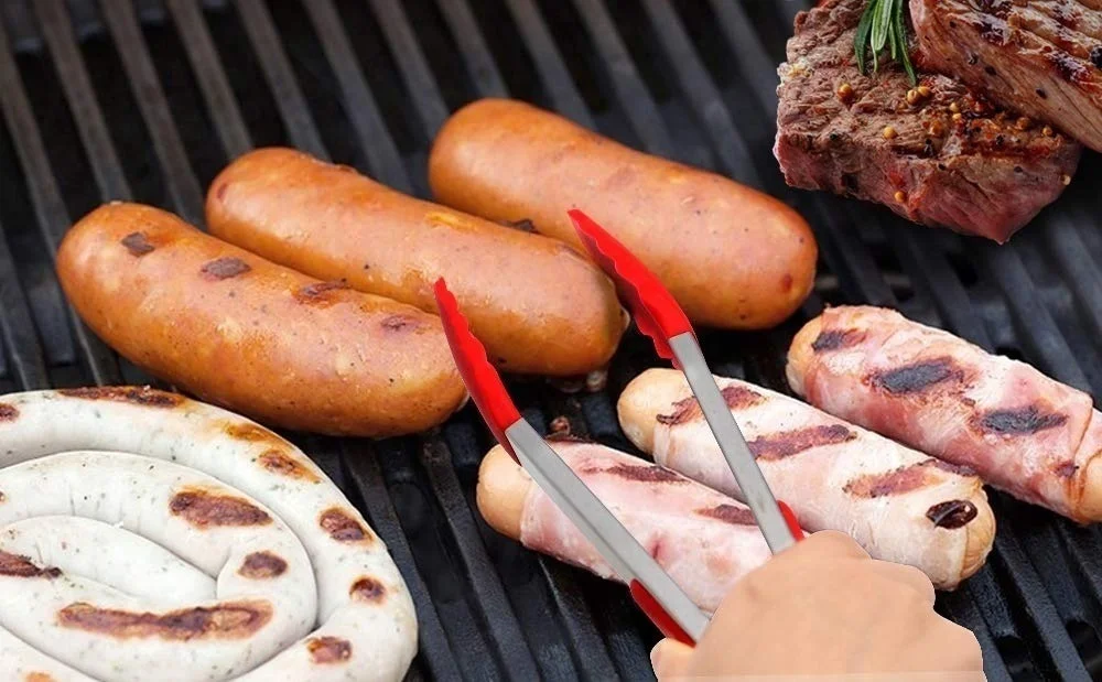 1PCS Kitchen Cooking Salad Food Clip Barbecue Tongs Stainless Steel Handle Appliances BBQ Tools