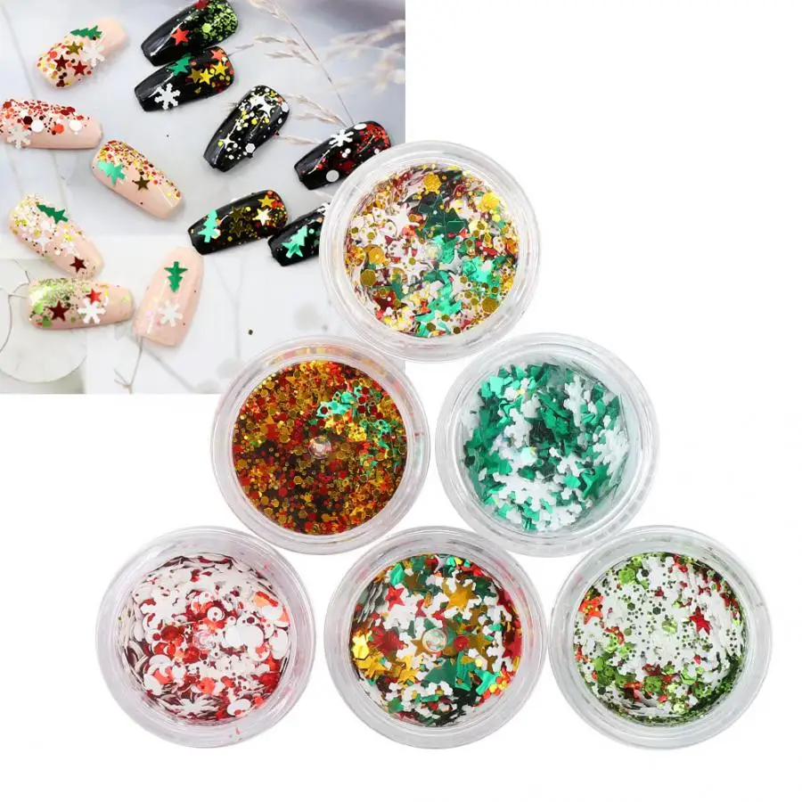 6 шт Блестки для нейл Арта (искусство украшения ногтей) звезда снежинка ногтей