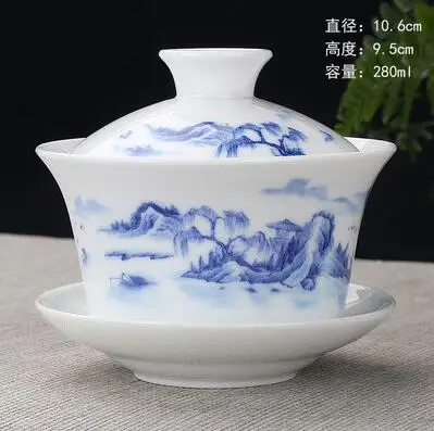 Китайский чайный сервиз Gaiwan голубой и белый фарфоровый китайский чайная чашка