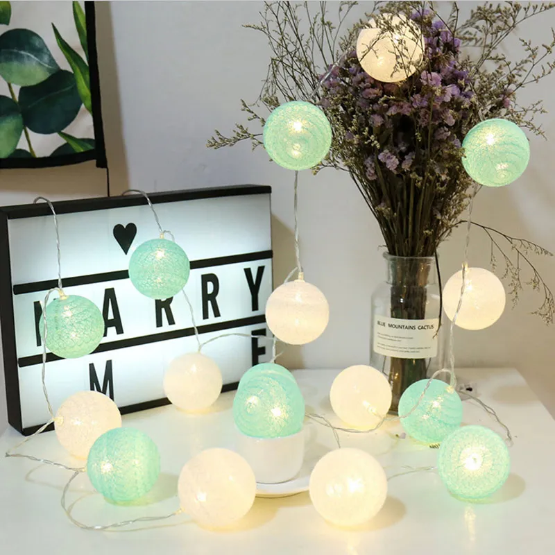 Ватные шарики гирлянды светодиодные огни ночное цепь лампы вечерние праздничные