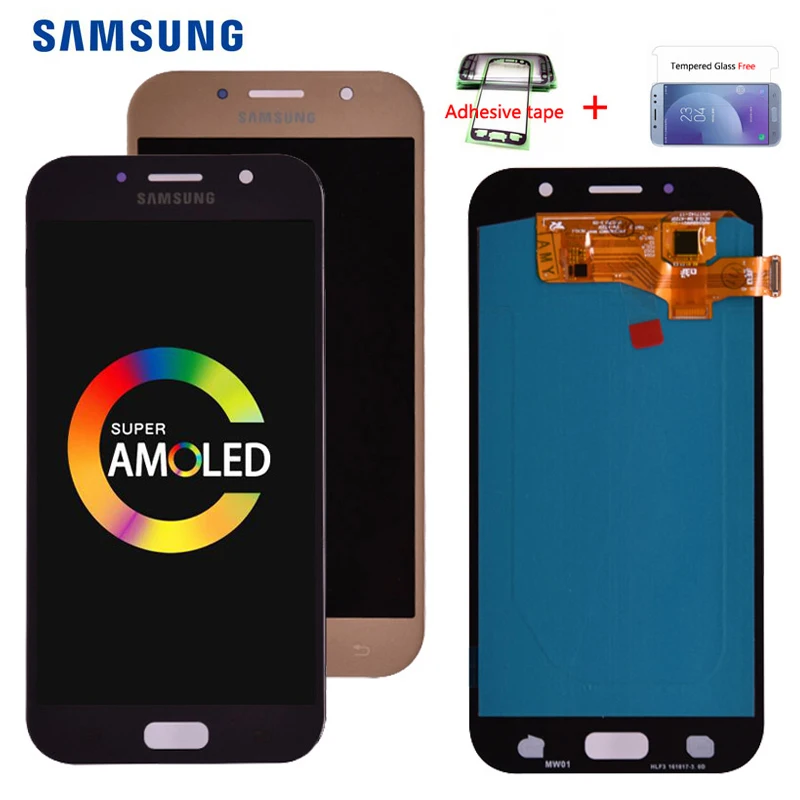 Супер Amoled для Samsung Galaxy A7 A720 A720F ЖК-дисплей кодирующий преобразователь сенсорного экрана в сборе