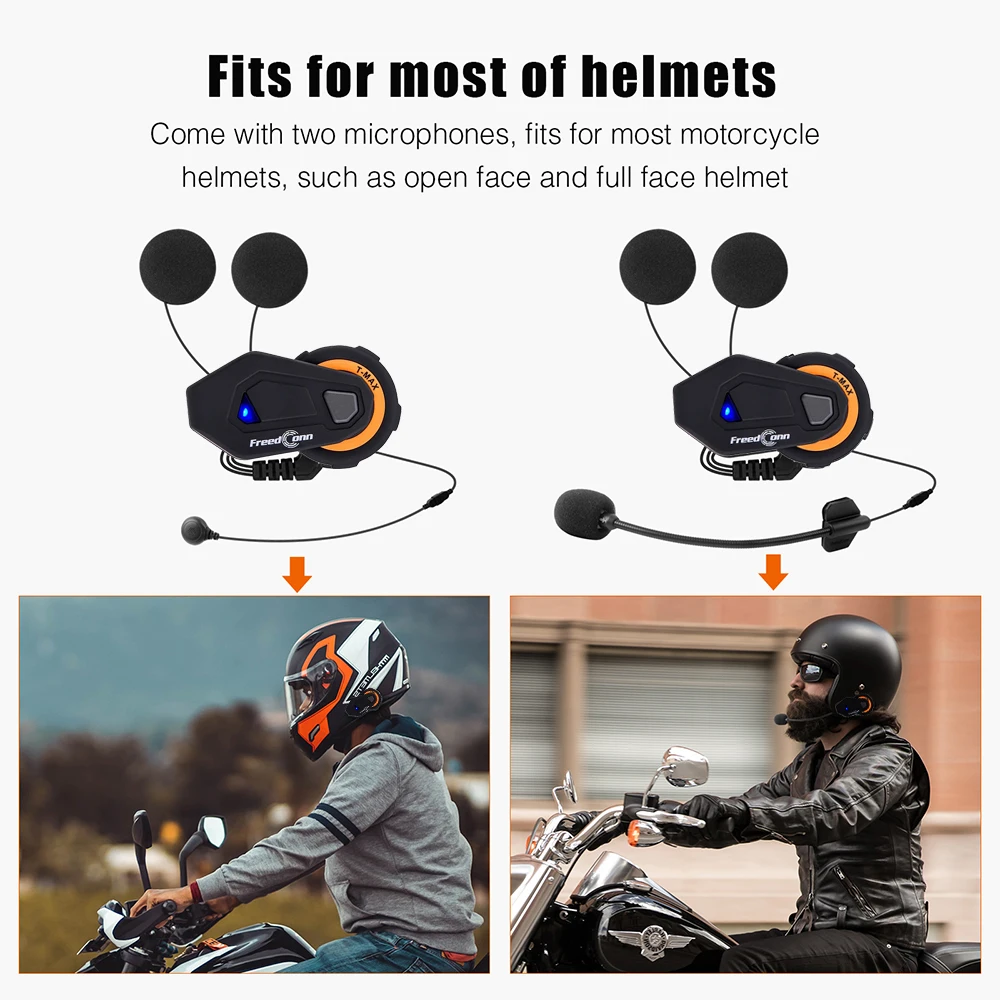 2 шт. Freedconn T MAX E Водонепроницаемый мотоцикла 6 Riders Group говорить FM радио Bluetooth 4 1 шлем