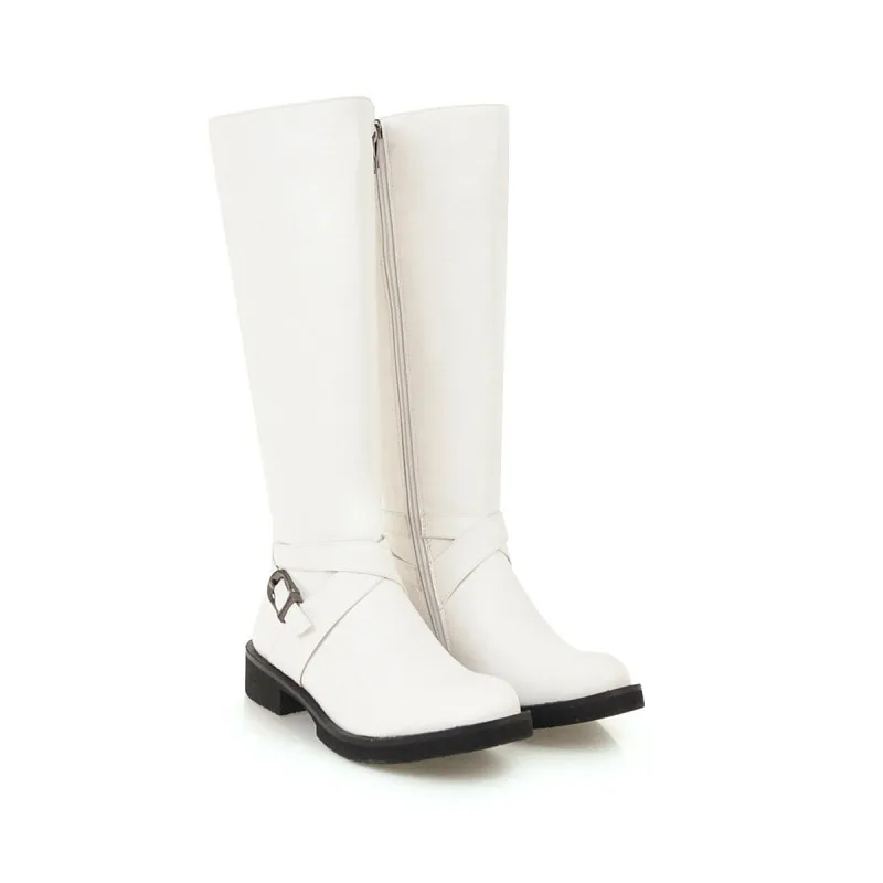 Женские высокие сапоги большого размера женские выше колена с пряжкой