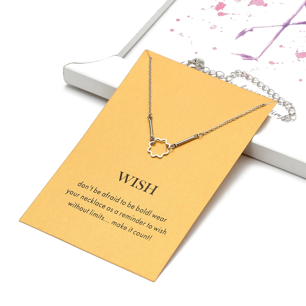 Wish Card милое ожерелье с цветком для женщин серебряная цепочка украшение на шею