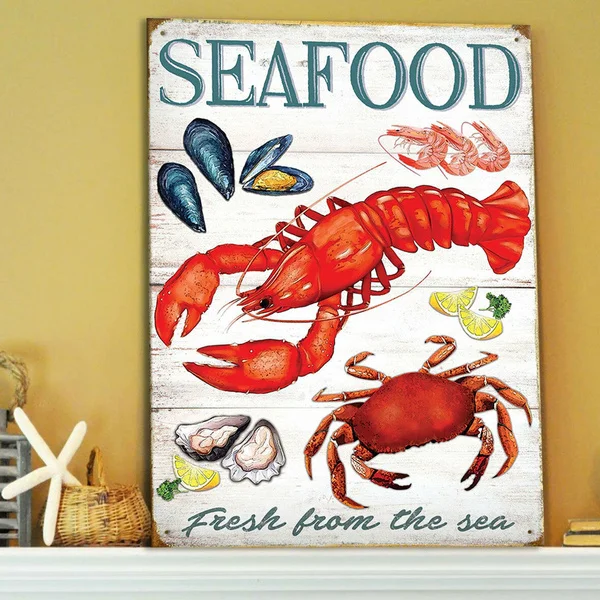 Свежий морской Ретро металлический знак для кухни Подарочный декор обеденная