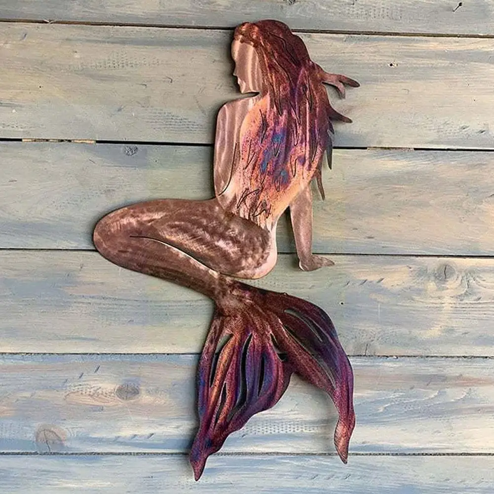 

Metal Mermaid Wrought Iron Crafts Wall Art For Home Garden Yard Crafts Ornaments Pendant Swimming Pool Beach Home Decoratio H7o0