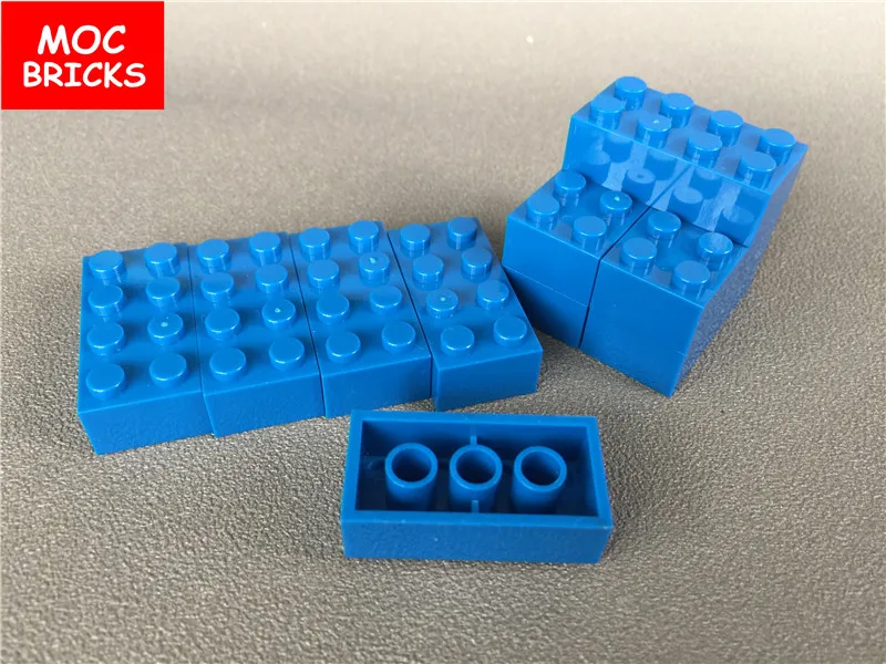 50 шт./партия кубики MOC DIY синий Кирпич 2x4 Совместимость с 3001 Обучающие строительные