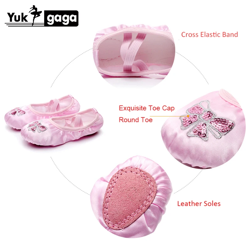 

Pink Red Silk Flat Yoga Teacher Gymnastic ballet Dance shoes Children's Ballet For Girls Women