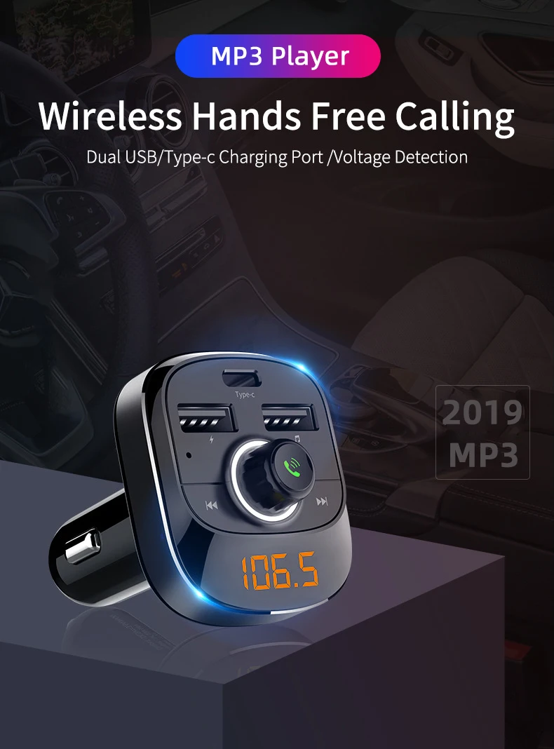 Автомобильный MP3-плеер, Bluetooth, fm-передатчик, автомобильный комплект громкой связи, аудио, MP3 модулятор, 1,1 дюймов, дисплей, 3.1A, USB, автомобильное зарядное устройство