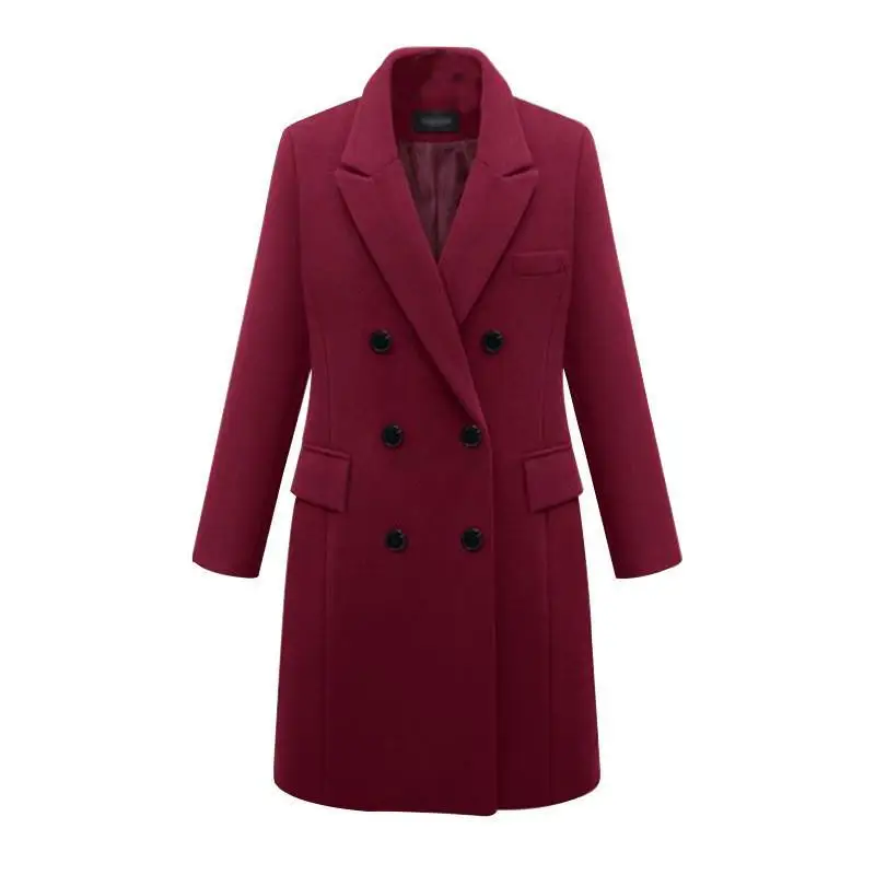 

Womens Lapel Coat Blazer Suit Wrap Peacoat Jacket Long Parka Outwear Top Plus Size