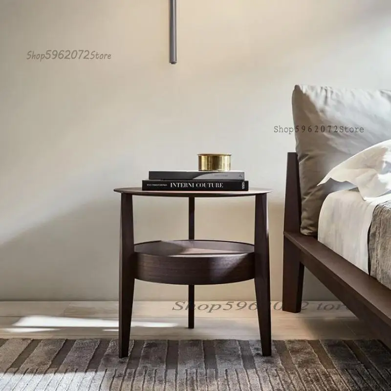 Nordic Solid Wood Bedside Table Modern Simple Bedroom Round Small Side Creative Storage Corner With Drawer Tab |