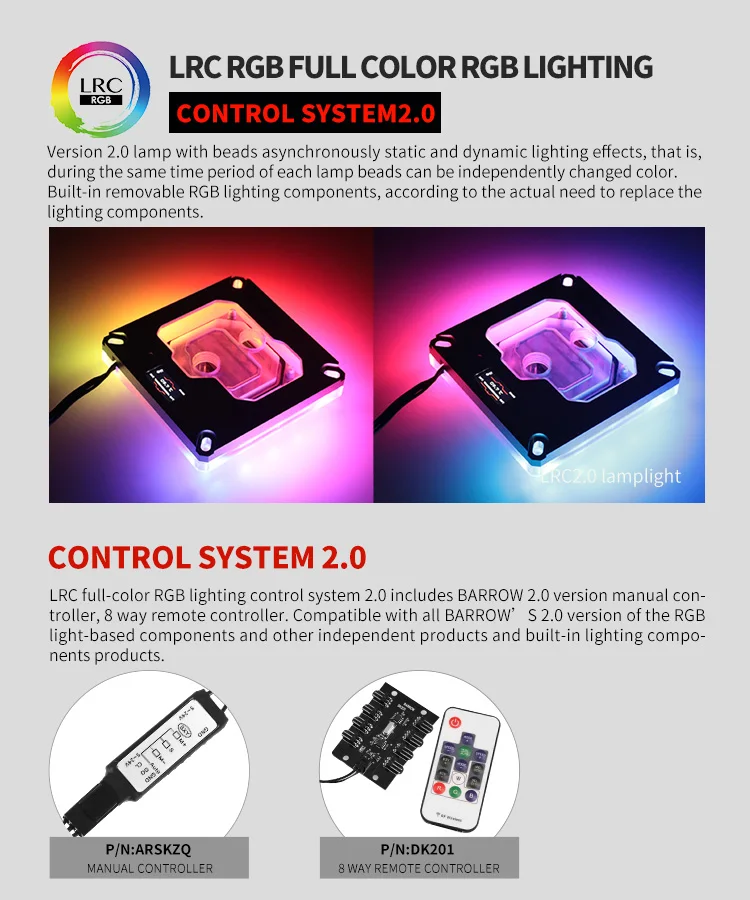Barrowch Процессор воды блок использовать для INTEL LGA1150 1151 1155 1156 2011X99/RGB светильник Совместимость 5V GND 3PIN системной платы