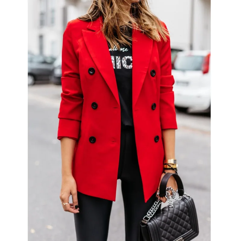 

Autumn And Winter New Women's Suit Jacket Casual Solid Color Long-sleeved Single-breasted Elegant Suit Jacket Qm*
