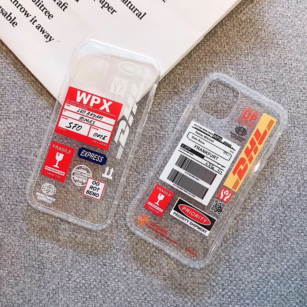 Off улицей тренд DHL этикетка цветной чехол для телефона из мягкого силикона iphone 11