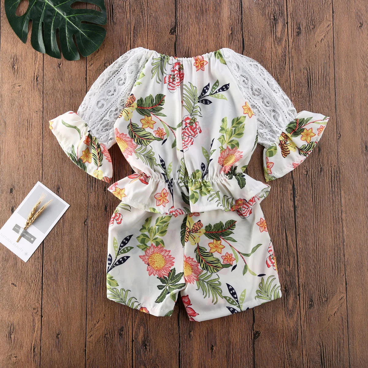 

Baby Girls 0-5T Clothes Sets Flowers Print Ruffles Short Sleeve T Shirts Tops+Shorts 2pcs