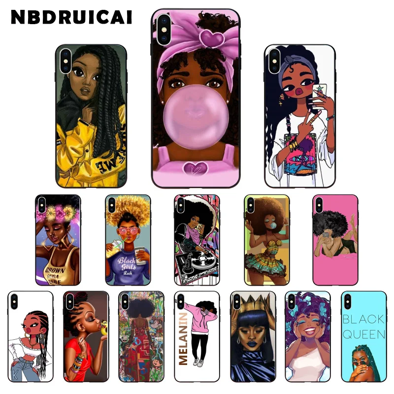 Nbdruiсаи 2bunz Melanin Poppin Аbа Black Gir Silicone Phone Case Cover For iPhone 11 Pro XS MAX 8 7 6 6S Plus X 5 5S SE XR Case On.