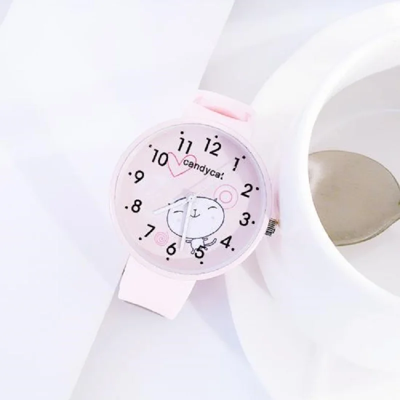 

Женские часы в стиле Харадзюку, розовые часы для студентов, простые часы карамельных цветов с силиконовым ремешком, Милые простые кварцевые...