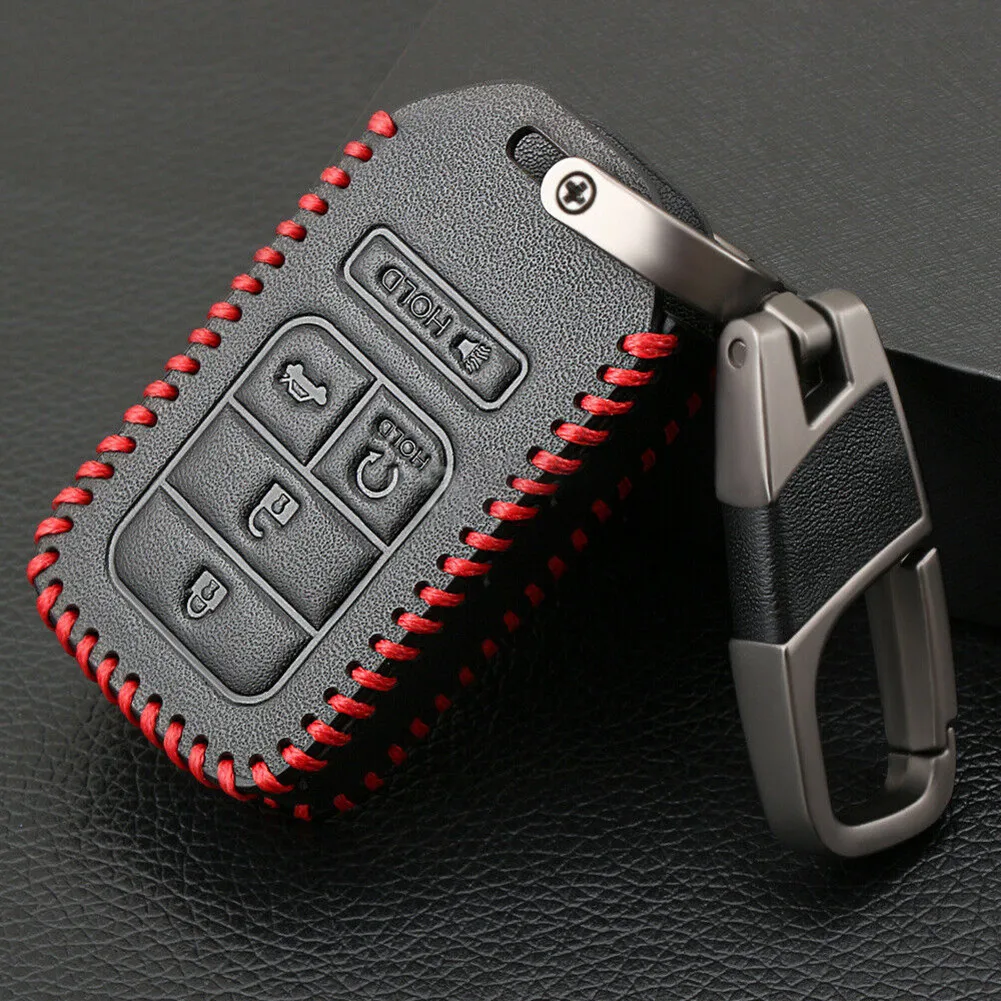 

Leather Car Key Case Chain Fob For Honda Civic Accord Pilot CR-V 2015-2018 Durable