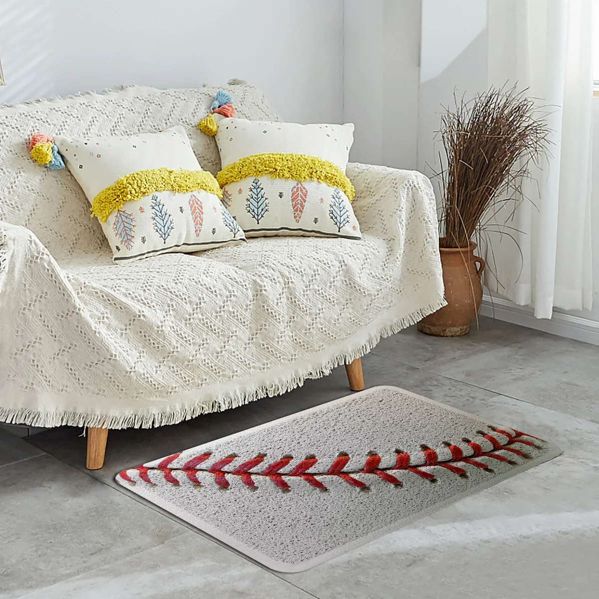 Спортивная бейсбольная текстура прошитая Красная белая дверь коврик для улицы